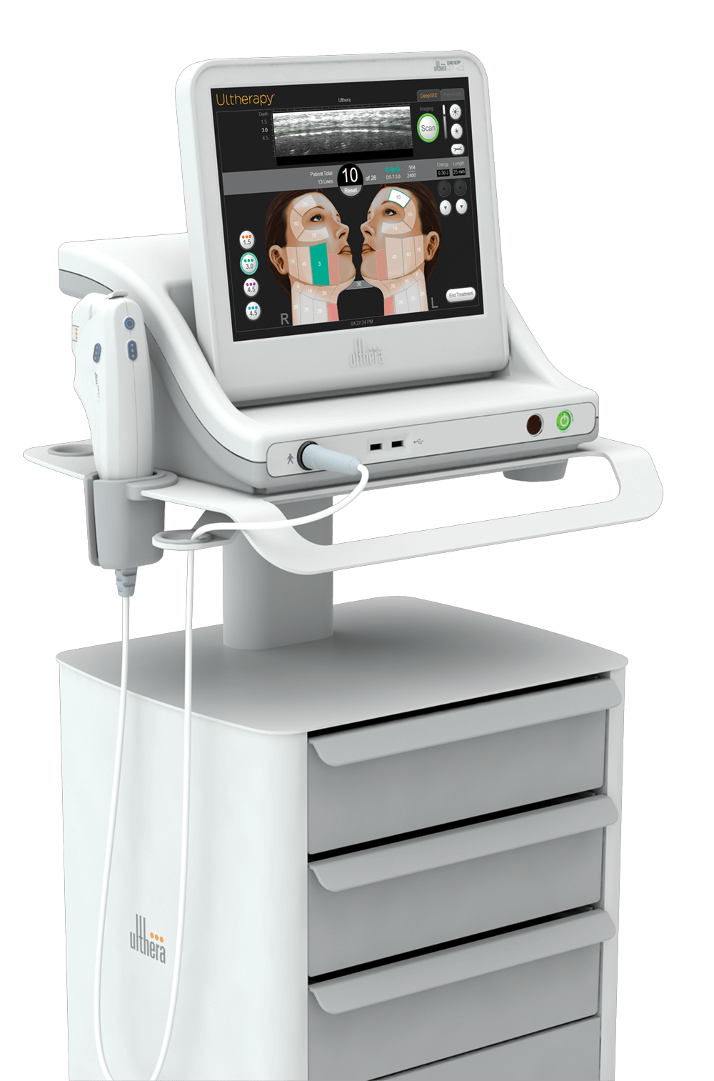 Ultherapy cart for portable non-invasive skin tightening treatment
